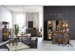 Prip Buffet De Bar Avec 6 Tablettes De Rangement, Style Vieux Bois, Finition Matera. 14 Prip Buffet De Bar Avec 6 Tablettes De Rangement, Style Vieux Bois, Finition Matera. -Electroménager Soldes meuble de bar 22204543