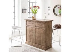 Meuble Bar En Bois De Manguier Brossé Et Métal Helsinki -Electroménager Soldes meuble de bar 22247379