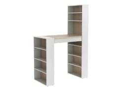 Meuble De Bar Avec Rangements - MDF - Naturel Et Blanc - SKARN -Electroménager Soldes meuble de bar 509251