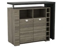 Ensemble "Mange Debout" : Meuble De Bar METEORITE + 2 Tabourets De Bar CALAS - Noir Et Gris -Electroménager Soldes meuble de bar 534397