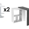 Ensemble "Mange Debout" : Meuble De Bar SATURNE + 2 Tabourets De Bar CALAS - Blanc Et Béton -Electroménager Soldes meuble de bar 543857