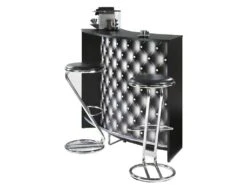 Comptoir D'Accueil 2 Portes Noir 135 Cm - Coloris: Capitons 911 -Electroménager Soldes meuble de bar 9155363