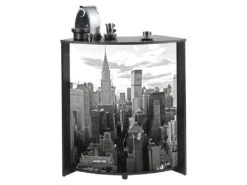 Meuble-Comptoir Bar 96 Cm Noir 3 Niches - Coloris: New York 500