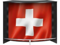 Meuble Bar Comptoir D'Accueil Noir 135 Cm - Coloris: Drapeau Suisse 650
