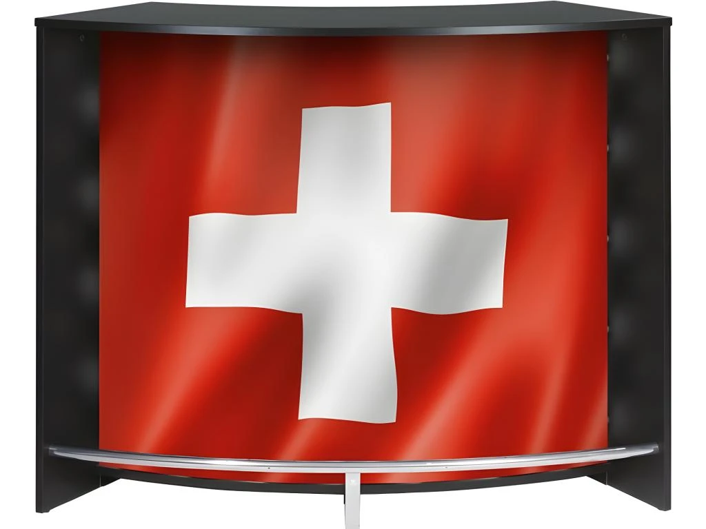 Comptoir D'Accueil 2 Portes Noir 135 Cm - Coloris: Drapeau Suisse 650 4 Comptoir D'Accueil 2 Portes Noir 135 Cm - Coloris: Drapeau Suisse 650 – Image 2