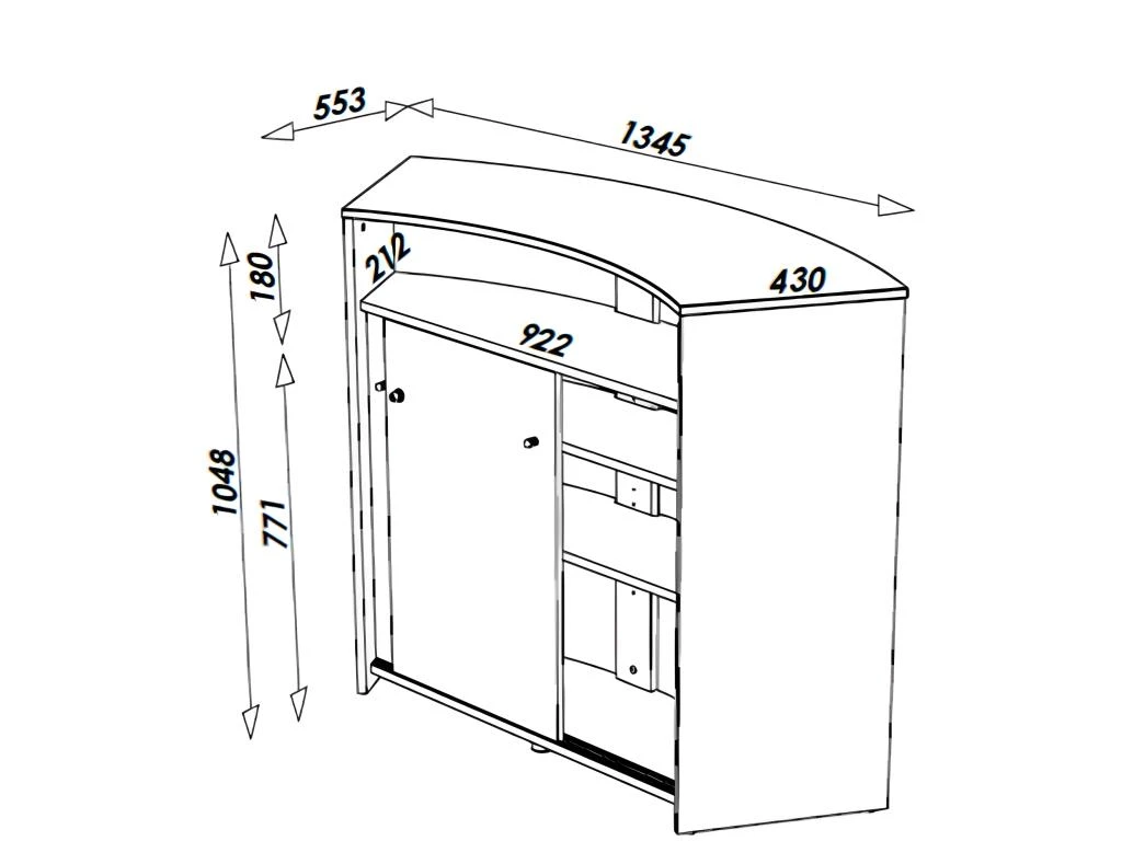 Comptoir D'Accueil 2 Portes Noir 135 Cm - Coloris: Drapeau Suisse 650 5 Comptoir D'Accueil 2 Portes Noir 135 Cm - Coloris: Drapeau Suisse 650 – Image 3