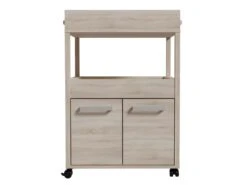 Bar Décor Bois Sur Roulettes 2 Plateaux, 1 Placard Et 2 Portes - BENJI -Electroménager Soldes meuble de bar 9399139