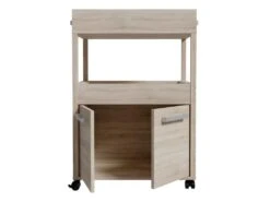 Bar Décor Bois Sur Roulettes 2 Plateaux, 1 Placard Et 2 Portes - BENJI -Electroménager Soldes meuble de bar 9399141