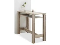 COOKIE - Table Bar 120cm Avec Etagère Aspect Bois Vieilli