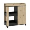 Bar Décor Bois Et Noir Sur Roulettes 3 Plateaux Et 1 Placard - BENJI -Electroménager Soldes meuble de bar 9852877