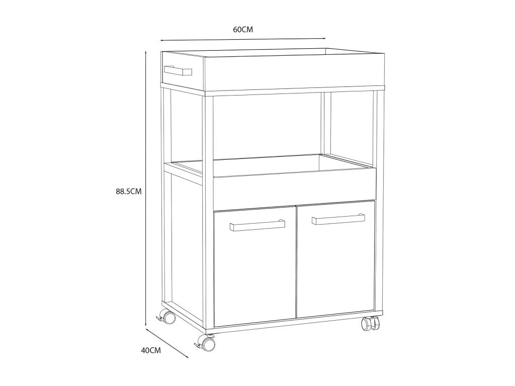 Bar à Roulettes 2 Portes 2 Plateaux Décor Bois Vintage Béton - BENJI 6 Bar à Roulettes 2 Portes 2 Plateaux Décor Bois Vintage Béton - BENJI – Image 4