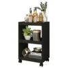 Desserte De Bar Noire 3 Etagères Sur Roulettes -Electroménager Soldes meuble de bar 9852965