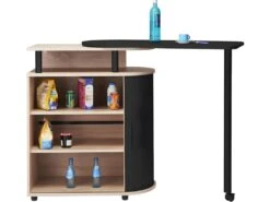 Mange-Debout Table Pivotante Chêne Noir -Electroménager Soldes meuble de bar 9853025