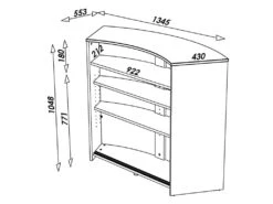 Meuble Bar, Meuble Comptoir Face Noire 135 Cm - Coloris: Blanc -Electroménager Soldes meuble de bar 9853159
