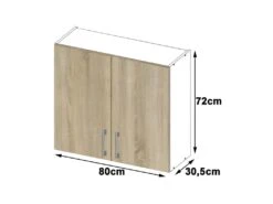 ASTRA - Meuble De Cuisine Haut Mural Style Moderne - 80x72x30.5 - 2 Portes -Electroménager Soldes meuble de cuisine 10038653