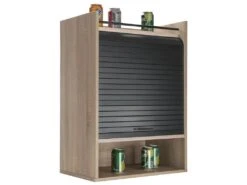 Meuble De Cuisine Chêne 1 Rideau 4 Niches - Coloris: Noir