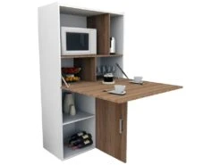 Buffet Table De Cuisine Blanc Et Châtaignier