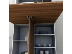 Buffet Table De Cuisine Blanc Et Châtaignier -Electroménager Soldes meuble de cuisine 10038857