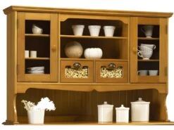 Buffet Vaisselier Pin Miel Largeur 147 Cm -Electroménager Soldes meuble de cuisine 10041207