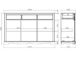Buffet Vaisselier Pin Miel Largeur 147 Cm -Electroménager Soldes meuble de cuisine 10041209