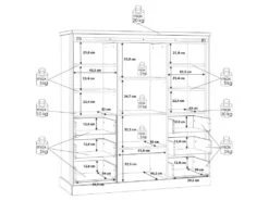 Vaisselier 1 Porte 6 Tiroirs Décor Chêne Et Noir éclairage LED - FARM -Electroménager Soldes meuble de cuisine 10449389