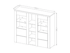 Vaisselier Design 2 Portes Pour Salon Couleur Chêne Et Noir Effet Bois. Collection SANTIAGO. -Electroménager Soldes meuble de cuisine 10532195