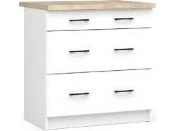 ASTRA - Meuble De Cuisine Bas Style Moderne - 80x82x46 - 3 Tiroirs