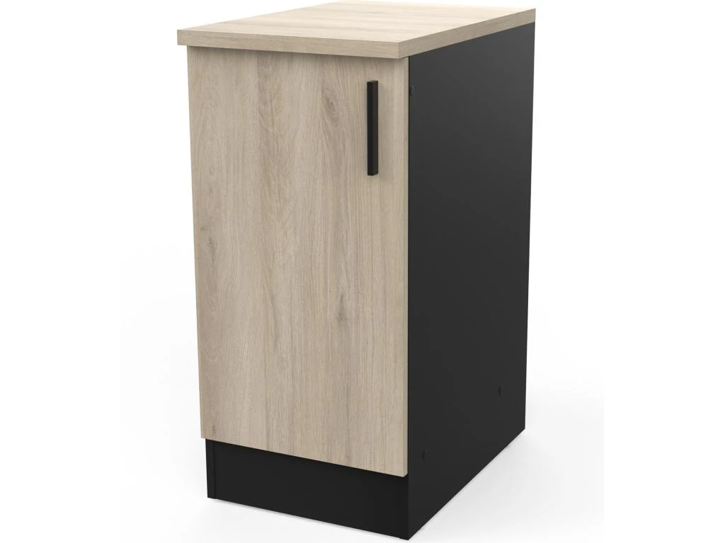 Meuble Bas De Cuisine 1 Porte Coloris Chêne Kronberg, Noir Mat - Longueur 40 X Hauteur 85 X Profondeur 60 Cm 4 Meuble Bas De Cuisine 1 Porte Coloris Chêne Kronberg, Noir Mat - Longueur 40 X Hauteur 85 X Profondeur 60 Cm – Image 2