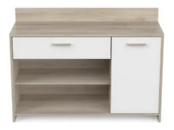 Meuble De Rangement Pour Cuisine Coloris Chêne Kronberg, Blanc - Longueur 123 X Hauteur 89,40 X Profondeur 40 Cm