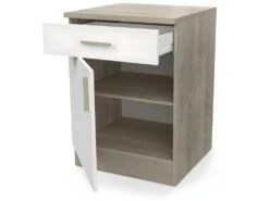 Meuble Bas De Cuisine 1 Porte + 1 Tiroir Coloris Chêne Kronberg, Blanc - Longueur 60 X Hauteur 85 X Profondeur 60 Cm -Electroménager Soldes meuble de cuisine 10584945