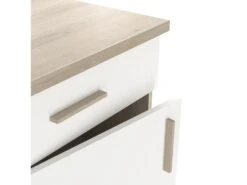 Meuble Bas De Cuisine 1 Porte + 1 Tiroir Coloris Chêne Kronberg, Blanc - Longueur 60 X Hauteur 85 X Profondeur 60 Cm -Electroménager Soldes meuble de cuisine 10584947