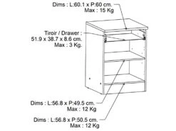 Meuble Bas De Cuisine 1 Porte + 1 Tiroir Coloris Chêne Kronberg, Blanc - Longueur 60 X Hauteur 85 X Profondeur 60 Cm -Electroménager Soldes meuble de cuisine 10584949