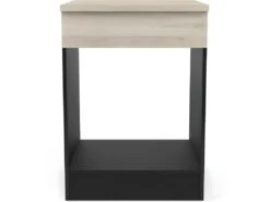 Meuble Bas De Cuisine Coloris Chêne Kronberg, Noir Mat - Longueur 60 X Hauteur 84,50 X Profondeur 60 Cm