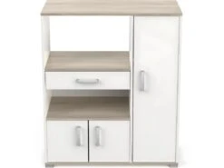 Meuble De Cuisine 3 Portes + 1 Tiroir Coloris Chêne Kronberg, Blanc Mat - Longueur 90 X Hauteur 107,40 X Profondeur 40 Cm