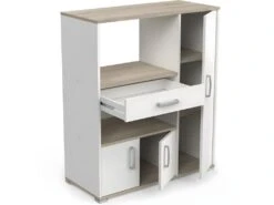 Meuble De Cuisine 3 Portes + 1 Tiroir Coloris Chêne Kronberg, Blanc Mat - Longueur 90 X Hauteur 107,40 X Profondeur 40 Cm -Electroménager Soldes meuble de cuisine 10584977