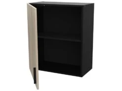 Meuble Haut De Cuisine Coloris Chêne Kronberg, Noir Mat - Longueur 60 X Hauteur 70 X Profondeur 30 Cm -Electroménager Soldes meuble de cuisine 10585013