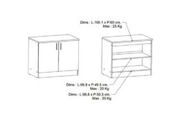 Meuble Bas De Cuisine Coloris Chêne Kronberg, Blanc - Longueur 100 X Hauteur 85 X Profondeur 60 Cm -Electroménager Soldes meuble de cuisine 10585041