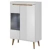 Vaisselier 2 Portes Lana Blanc Et Bois -Electroménager Soldes meuble de cuisine 11108255