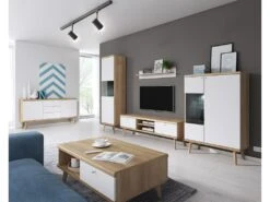 Vaisselier 2 Portes Remi Bois Et Blanc -Electroménager Soldes meuble de cuisine 11108281