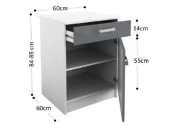 Cuisine Complète - 300 Cm - 10 éléments De Rangements - Gris & Blanc - TRATTORIA -Electroménager Soldes meuble de cuisine 12218073