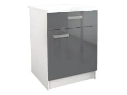 Cuisine Complète - 300 Cm - 10 éléments De Rangements - Gris & Blanc - TRATTORIA -Electroménager Soldes meuble de cuisine 12218079