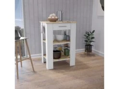 Ilot De Cuisine Milan W65 - Blanc/Macadamia