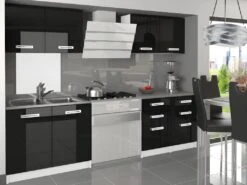 CORNETTA | Cuisine Complète Modulaire Linéaire L160 Cm 6 Pcs | Plan De Travail INCLUS | Ensemble Armoires Meubles Cuisine