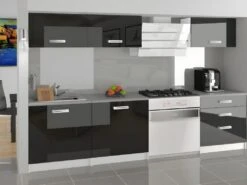 FELICIA | Cuisine Complète Modulaire Linéaire L 180 Cm 6 Pcs | Plan De Travail INCLUS | Ensemble Armoires Modernes De Cuisine
