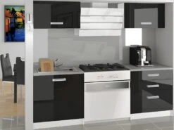 MEZZO | Cuisine Complète Modulaire + Linéaire L120 Cm 4 Pcs | Plan De Travail INCLUS | Ensemble Armoires Meubles Cuisine