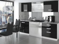 OTTAVA | Cuisine Complète Modulaire Linéaire L 120 Cm 4 Pcs | Plan De Travail INCLUS | Ensemble Armoires Meubles De Cuisine