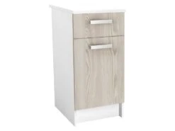 Cuisine Complète D'angle - 9 éléments De Rangements - Naturel & Blanc - TRATTORIA -Electroménager Soldes meuble de cuisine 12408785