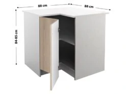 Cuisine Complète D'angle - 9 éléments De Rangements - Naturel & Blanc - TRATTORIA -Electroménager Soldes meuble de cuisine 12408803