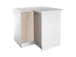 Cuisine Complète D'angle - 9 éléments De Rangements - Naturel & Blanc - TRATTORIA -Electroménager Soldes meuble de cuisine 12408805