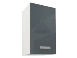 Cuisine Complète D'angle - 9 éléments De Rangements - Gris & Blanc - TRATTORIA -Electroménager Soldes meuble de cuisine 12409045